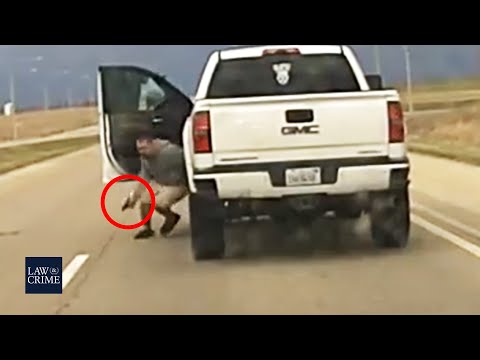 Police Shootout with Double-Homicide Suspect on Illinois Highway (Dashcam Video)