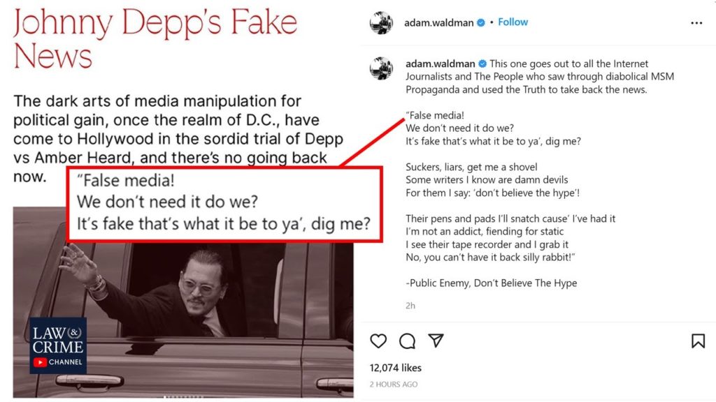 Johnny Depp's Lawyer Calls Out Mainstream Media For 'Manipulation' in Instagram Post